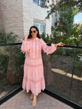 Blush Pink Lace Maxi Skirt Set