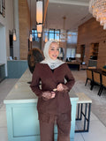 Mocha Lace Detail Blazer Set