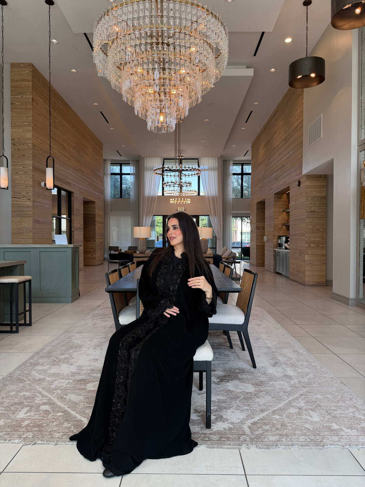 Black Embellished Luxury Abaya
