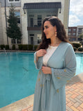Embellished Two-Piece Occasion Set – Powder Blue & Blush Pink