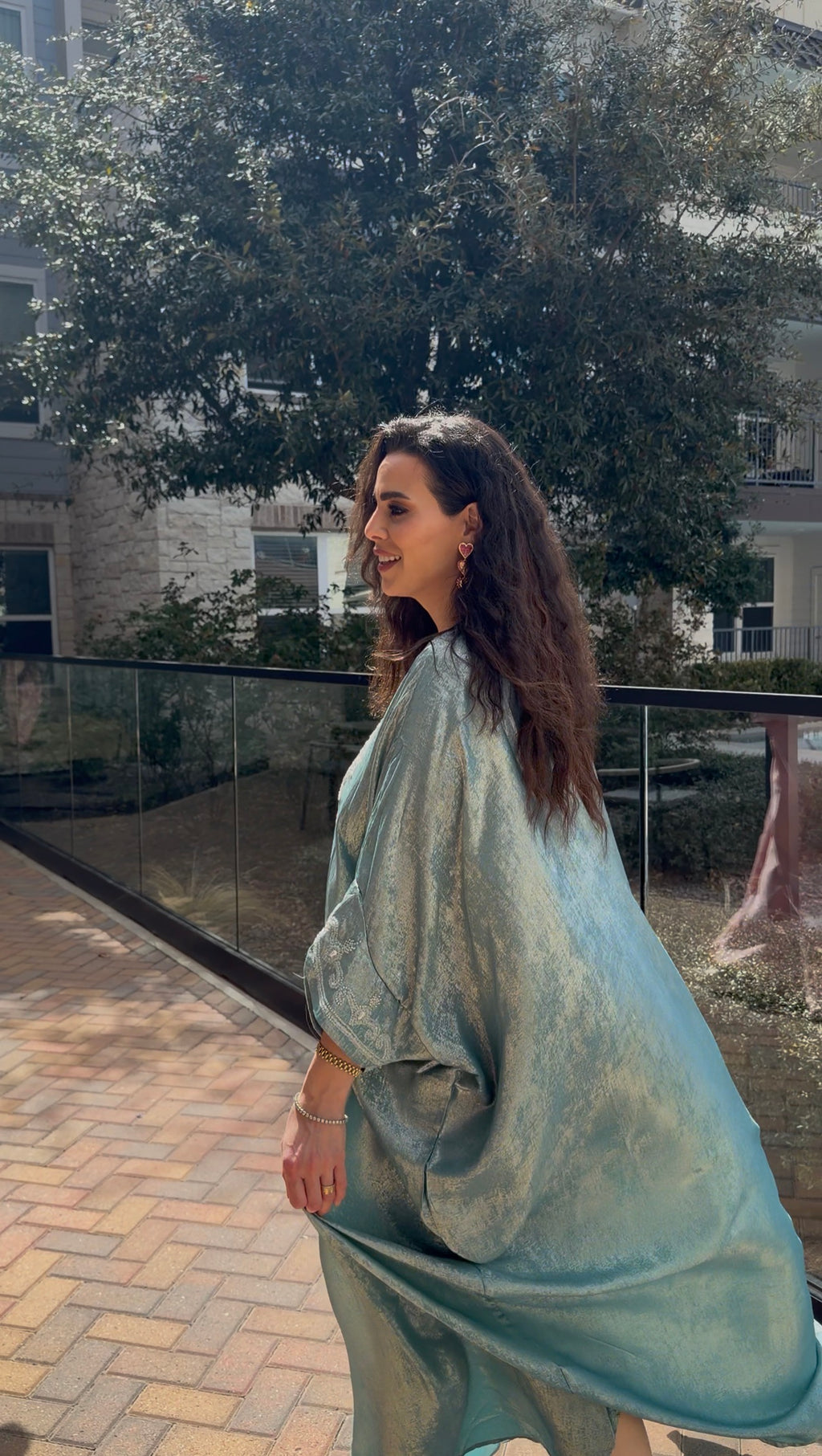 Luxury Embroidered Jalabiya – Sage & Blush Pink