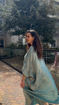 Luxury Embroidered Jalabiya – Sage & Blush Pink