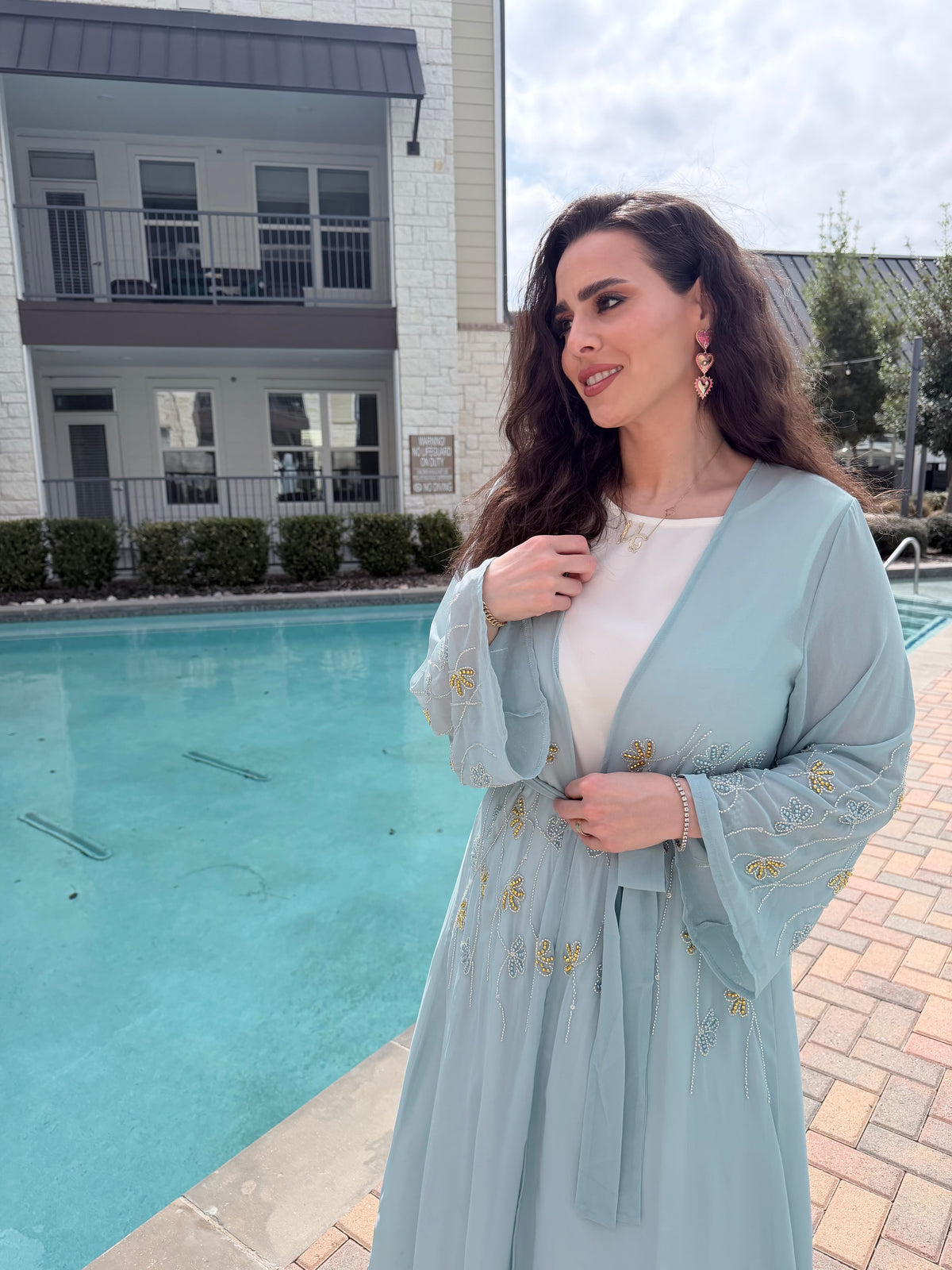 Embellished Two-Piece Occasion Set – Powder Blue & Blush Pink
