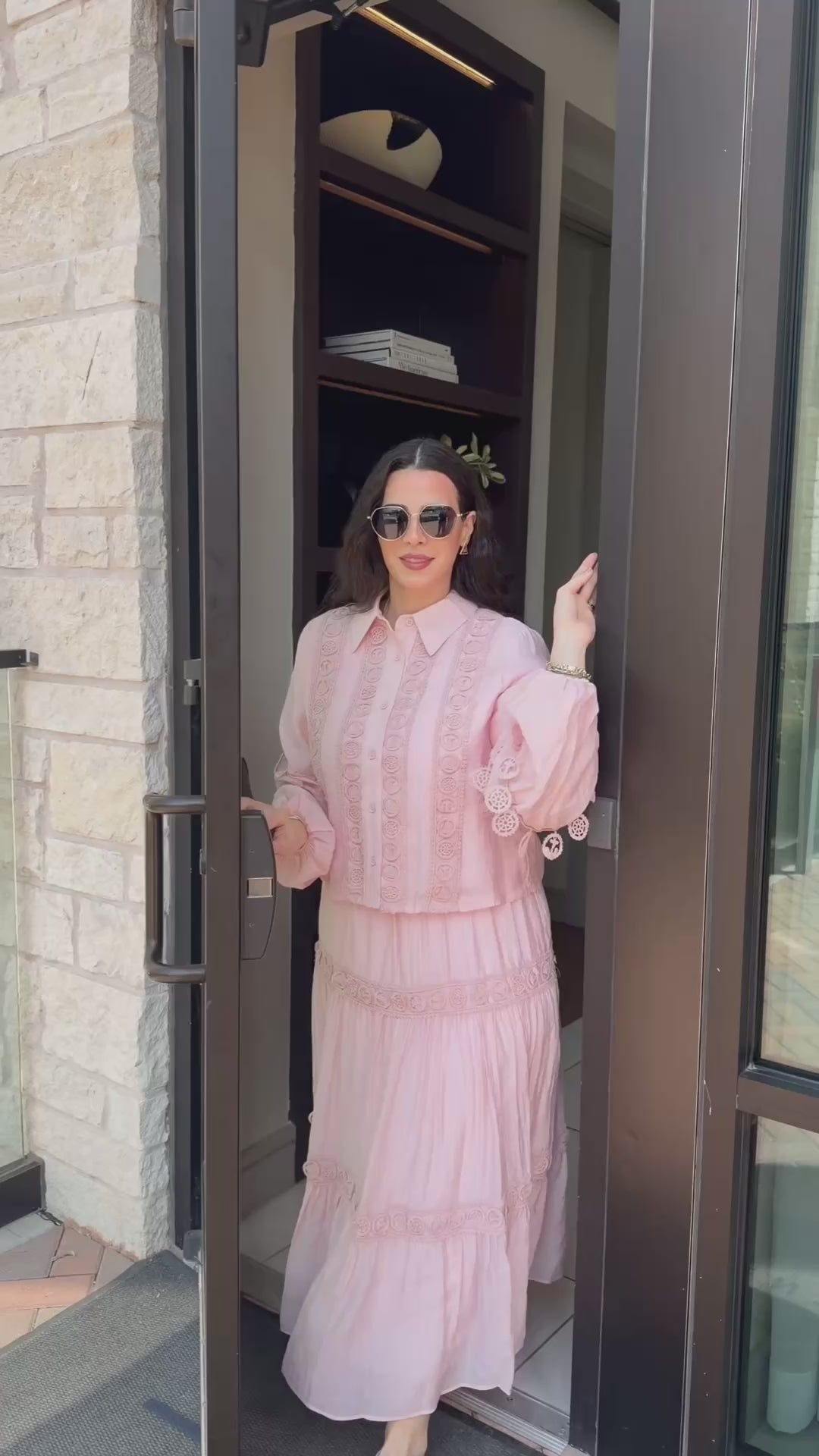 Blush Pink Lace Maxi Skirt Set