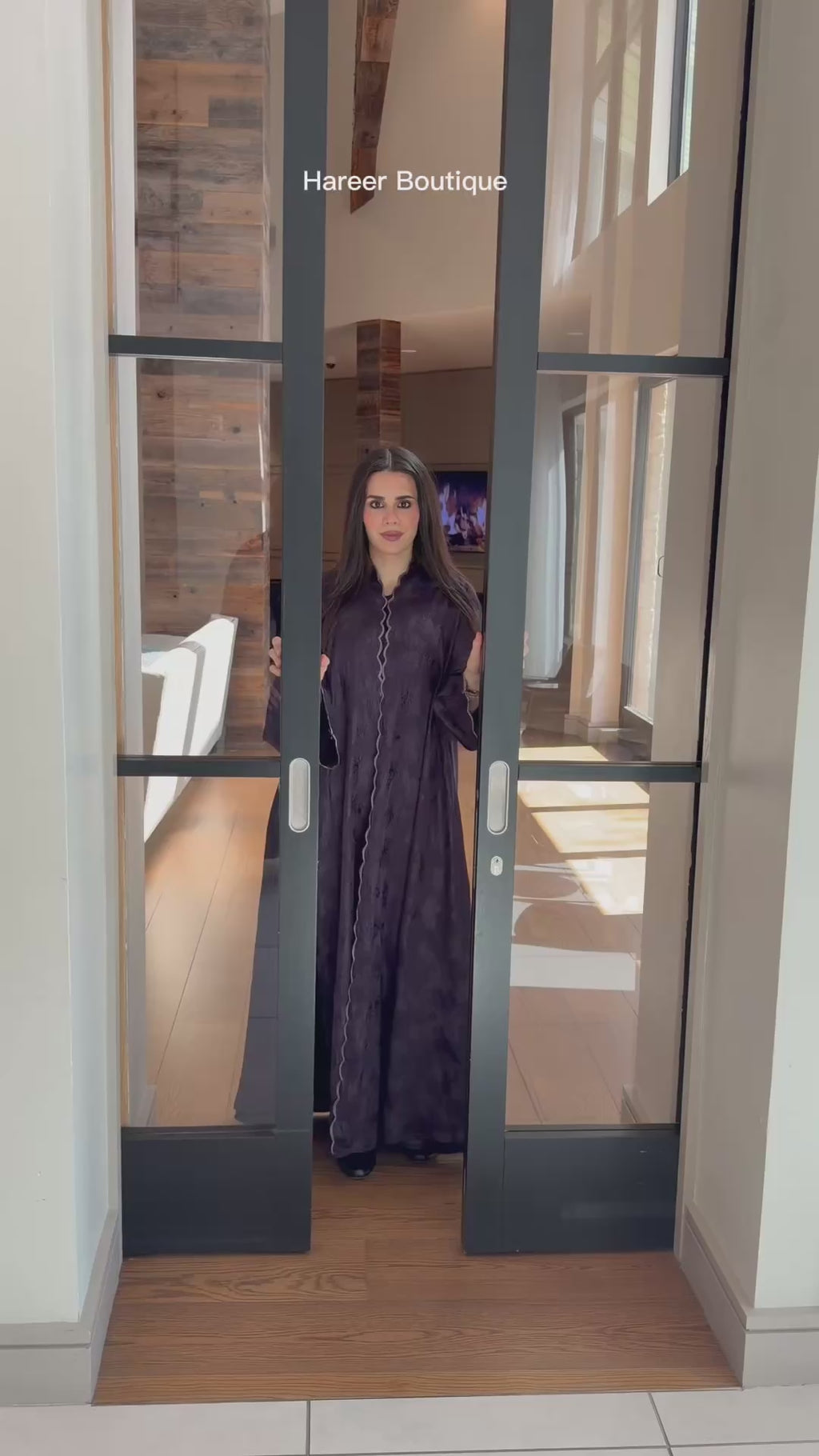 Textured Flowy Abaya – Burgundy & Mauve